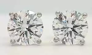 2.11 Ct D VS1 Ct Round Lab Grown Diamond Studs Screw Back 14k IGI Certified GIA - Picture 1 of 7