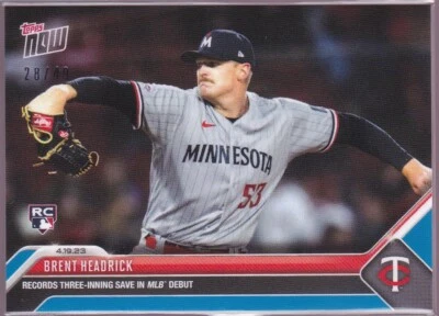 Brent Headrick Twins Rookie Debut 2023 MLB Topps Now #154 BLUE PARALLEL 28/49 RC - Image 1 of 2