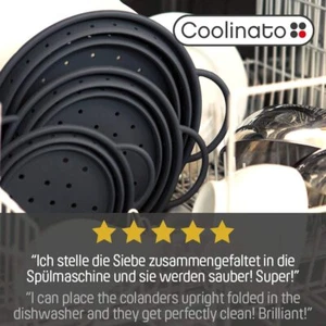Sieb aus Silikon 20 cm Coolinato Grau Nudelsieb faltbar spülmaschinenfest - Bild 1 von 8