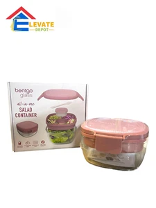 Bentgo Glas All-in-One Salatbehälter 60 Unzen Glasschüssel 20 Unzen Fach Tablett - Bild 1 von 9