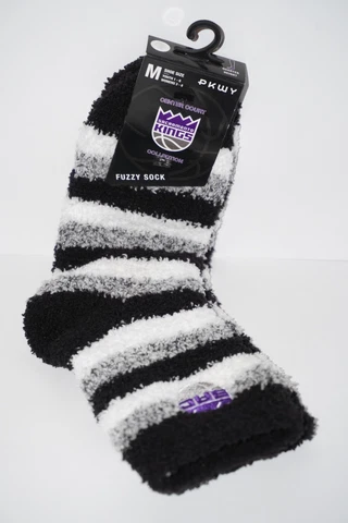 Sacramento Kings Fuzzy Sock Comfy Cozy Youth 1-6 Medium Stripe Black White Grey Cover