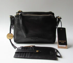 MARGOT Black Genuine Leather Crossbody Shoulder Bag & Card Wallet Wristlet NWT - Picture 1 of 6