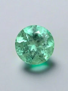 2.50 Carat 9x9 MM Bright Light Green Natural Round Cut Loose Colombian Emerald - Picture 1 of 11