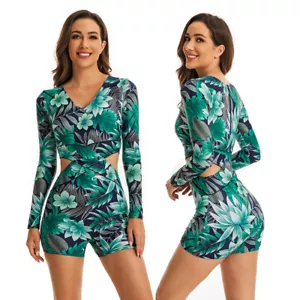 Damen Surf Badeanzug Surf Neoprenanzug Langarm Hautausschlag One Piece Bademode - Bild 1 von 10
