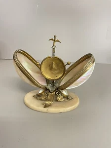 Antico Supporto Orologio da Tasca Uovo Bronzo Madreperla & Dore Dorato Francese - Foto 1 di 10