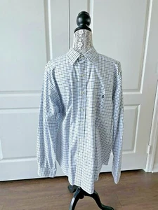 MEN'S XL RALPH LAUREN BLUE, BLACK & WHITE 100% CLASSIC COTTON LONG SLEEVE SHIRT - Picture 1 of 7