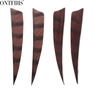 24PCS 4" Shield Striped Arrrow Feather Archery Fletches Fletching Feathers - Picture 1 of 18