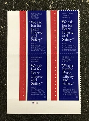 2024USA  Forever First Continental Congress 1774  - Plate Block of 4  mint - Image 1 of 4