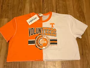 Tennessee Volunteers Womens Crop Top T-Shirt Colorblock Orange/White Size L -NWT - Picture 1 of 5