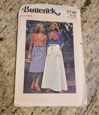 Uncut Butterick Size L Wrapped A-line Skirt Sailor Pocket Vtg Sew Pattern 5726 - Image 1 of 4