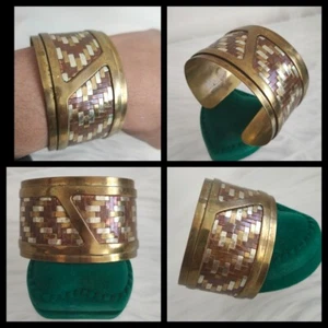 Beautiful Vintage Handmade Mixed Metals woven Open cuff Bracelet - Picture 1 of 13