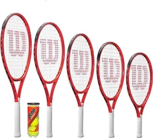 Wilson Federer 19 " Junior Red Tennis Racket + 3 Balls & Cover - Picture 1 of 1