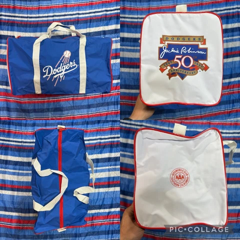Vintage 1997 LA Dodgers Jackie Robinson 50th Anniversary Blue Vinyl Duffle Bag Cover
