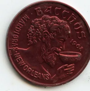 Karneval Dublone Krewe von Bacchus 1977 Aluminium Bacchus König - Bild 1 von 2