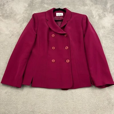 Blazer Le Suit Mujer 14 Rosa Magenta Doble Pecho Carrera Trabajo Oficina Madura Foto 1 de 4