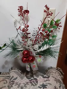 VINTAGE CHRISTMAS TREE TOPPER WITH ORNAMENTS AND BOW - Picture 1 of 4
