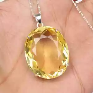 Meraviglioso Ciondolo Fatto a Mano Pietra Preziosa Topazio Limone Argento Sterling 925 A-52 - Foto 1 di 5