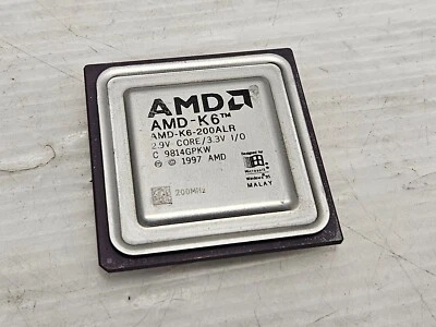 AMD-K6-200ALR, Socket 7, 200MHz, FSB 66MHz, 100% WORKING VINTAGE PROCESSOR! - Image 1 of 2