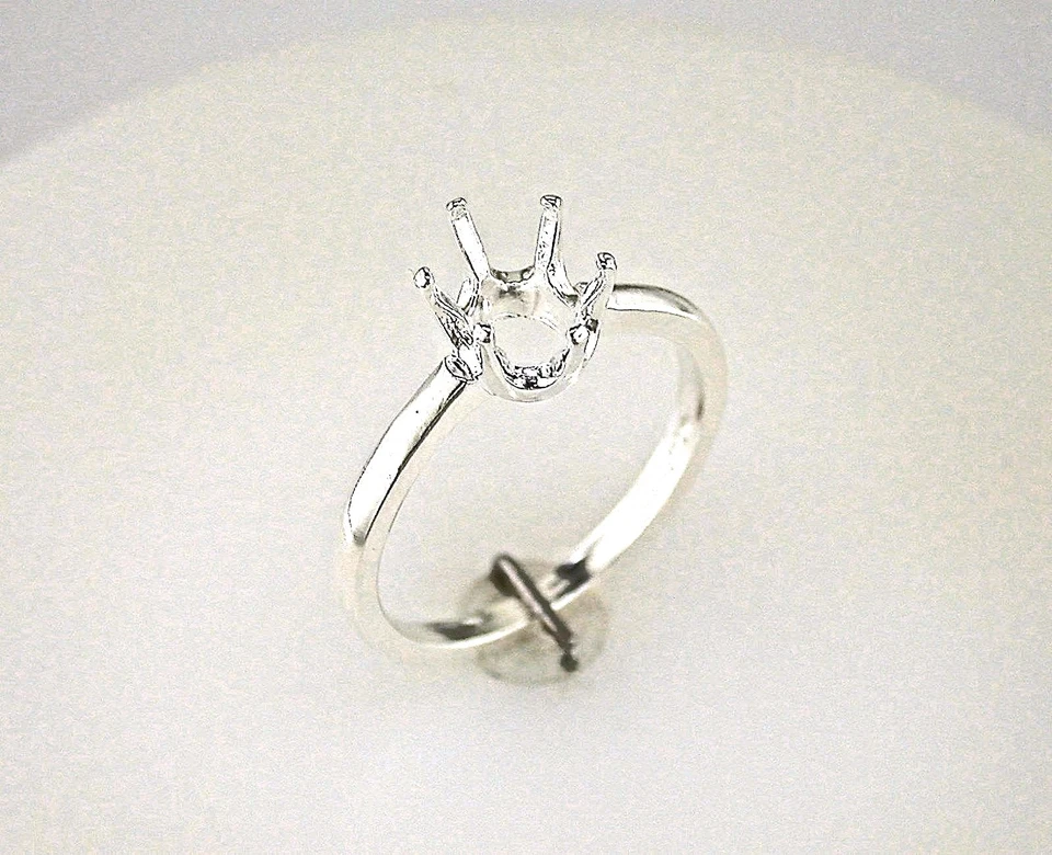 Oval Six Prong Heavy Shank Ring Setting Sterling Silver - Image 1 of 1