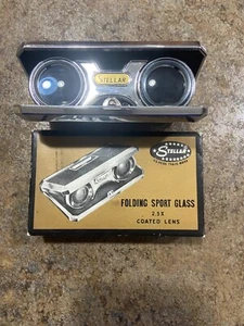 VINTAGE STELLAR FOLDING SPORT GLASS COATED LENS BINOCULAR IN BOX 2.5X JAPAN - Picture 1 of 13