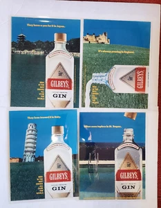 Set of four RARE Vintage Gilbeys Gin ads laminated mancave tavern bar EVC - Picture 1 of 8