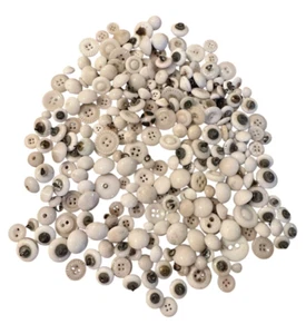 Vintage White Buttons Plastic Glass Over 100 Qty Crafts Sewing - Picture 1 of 9