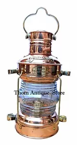 Nautical Maritime Ship Lantern Copper & Brass Anchor Oil Lamp Boat Light 10" New - Picture 1 of 6