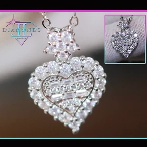 Ciondolo Cuore Diamante Simulato, Ciondolo Diamante Taglio Cuore, Collana Cuore - Foto 1 di 9