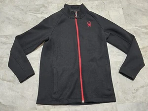Spyder Jacket Youth Boys Sz XL/18 Black Red Long Sleeve Full Zip Fleece Outdoors - Picture 1 of 4