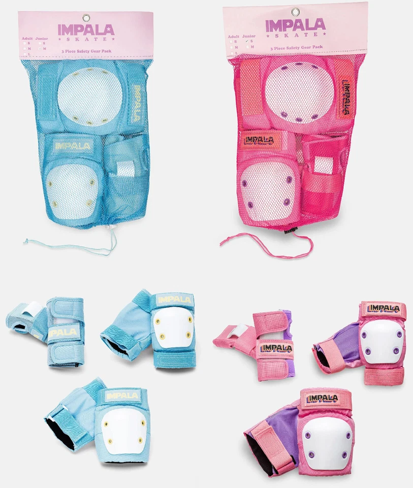 Conjunto de proteção Impala Rollerskates joelheiras, cotovelo, protetores de pulso tamanhos juvenis - Imagem 1 de 1