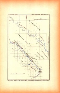 BEAVER CREEK, WYOMING, CHEYENNE RIVER, SOUTH DAKOTA Antique geology map 1901 - Picture 1 of 1