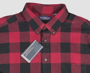 Men's ROUNDTREE & YORKE Red Black Plaid Portuguese Flannel Shirt 2XB 2XL BIG NWT - Picture 1 of 5