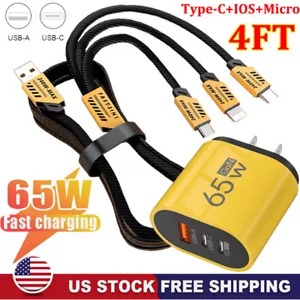 65W Super Fast Charging USB Type C Wall Charger For Samsung iPhone Android Phone - Picture 1 of 28