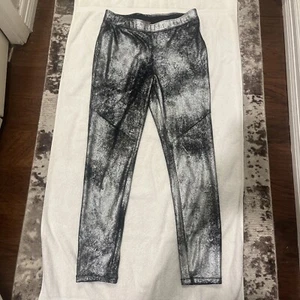 FREE PEOPLE Pants Women Size 28 Black/Silver Shark Metallic Legging - Picture 1 of 7