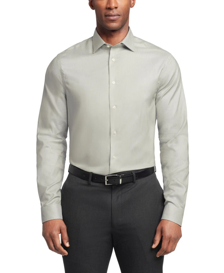 Calvin Klein Steel Stretch Wrinkle Free Dress Shirt Green Size 18x34/35 MSRP $85 - Image 1 of 1