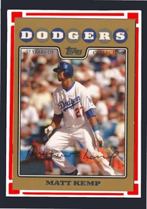 2008 Topps #372 - Matt Kemp Gold Parallel (#898/2008) - Los Angeles Dodgers - Foto 1 di 2