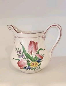 Vtg KG Luneville France Old Strasbourg Off Wht Bckgrnd Handpainted 40oz Pitcher - Picture 1 of 7