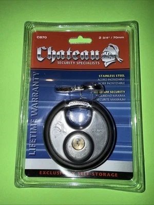 Round Disc LOCK Padlock 2 Keyed Alike keys Stainless Steel 2 (2 3/4") 5-Pin - Image 1 of 4