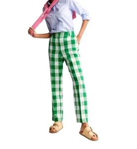 Pantalón de lino Boden Kew Reino Unido 10 Petite PVP £90 pandereta a cuadros verdes - Imagen 1 de 12