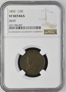 1832 Classic Head Half Cent 1/2C - NGC VF Details (Bent) - Picture 1 of 2