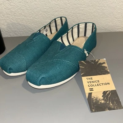 Toms Venice Collection Harbor azul para mujer 5 lona verde azulado nueva con etiquetas Foto 1 de 4