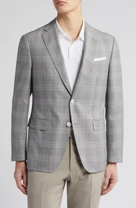 NEW Hugo Boss Hutson Gray Plaid Wool Sport Coat Sz 40L NWT $645 - Picture 1 of 17
