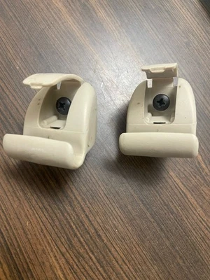 2001-2007 Ford Escape Mercury Mariner Beige Tan Sun Visor Clips (2) & Screws - Image 1 of 4