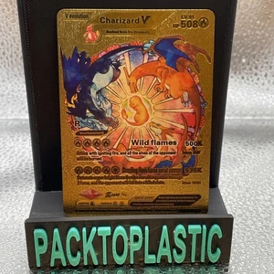 Charizard V Gold Foil Fan Art Vinyl Collector Pokemon Card HP508  LV91 V Evol P1 - Picture 1 of 2