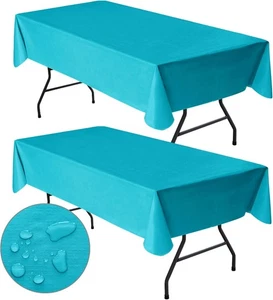 Nasitos 2 Pack Vinyl Plastic Table Cloth Rectangle 60x84 Inch, Teal  - Picture 1 of 7