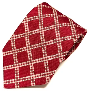 Faconnable Tie Red Checkered Striped Luxury Elegance Sophisticated Sharp FRANCE - Picture 1 of 23