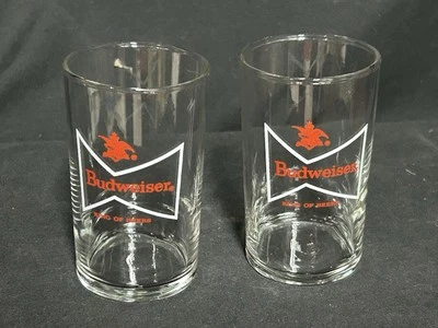 (2) Vintage BUDWEISER Small Glasses KING OF BEERS WHITE BOW TIE 4 1/4 Inch - Image 1 of 2