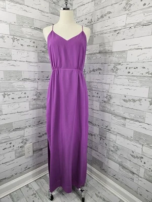 Maxi Vestido J Crew Cuello en V Sin Mangas Gasa Años 90 Lila Para Mujer 6 Foto 1 de 4