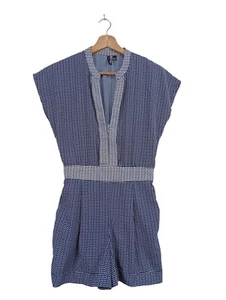MANGO Kurzer Jumpsuit Mujeres Talla EU 34 azul-blanco look casual - Imagen 1 de 5