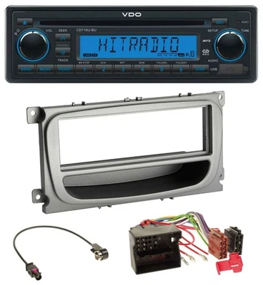 VDO AUX MP3 1DIN CD USB Autoradio für Ford Focus Galaxy C-Max ab 2007 silber Abl - Bild 1 von 4
